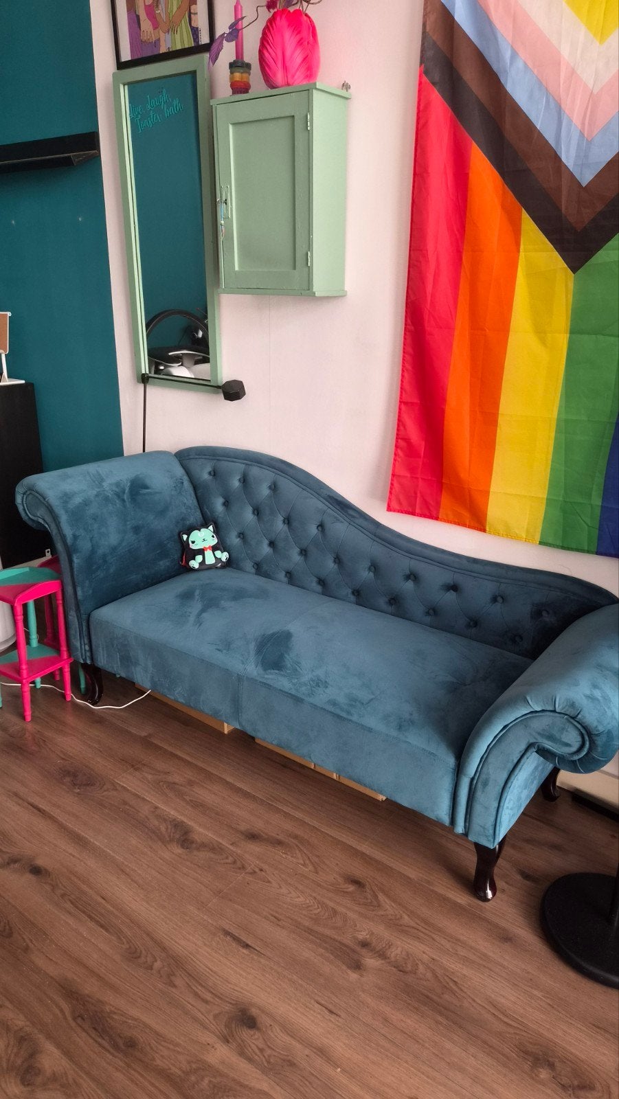 Stijlvolle blauwe chaise longue, zo goed als nieuw, Ophalen, Eenpersoons, 150 tot 200 cm, Zo goed als nieuw