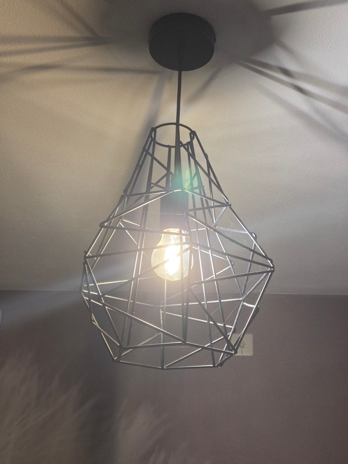 Moderne draadlamp  hanglamp/tafellamp, Zo goed als nieuw, Metaal, Modern, Industrieel, Geometrisch, E27 (groot)