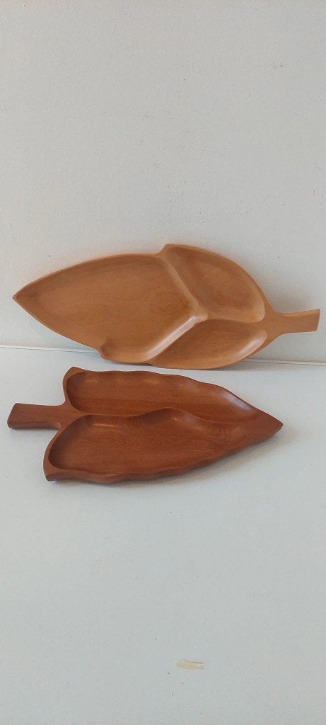 Set van 2 Vintage snack pinda chips Houten Serveer schalen, Eu, Overige merken, Eu, Vintage