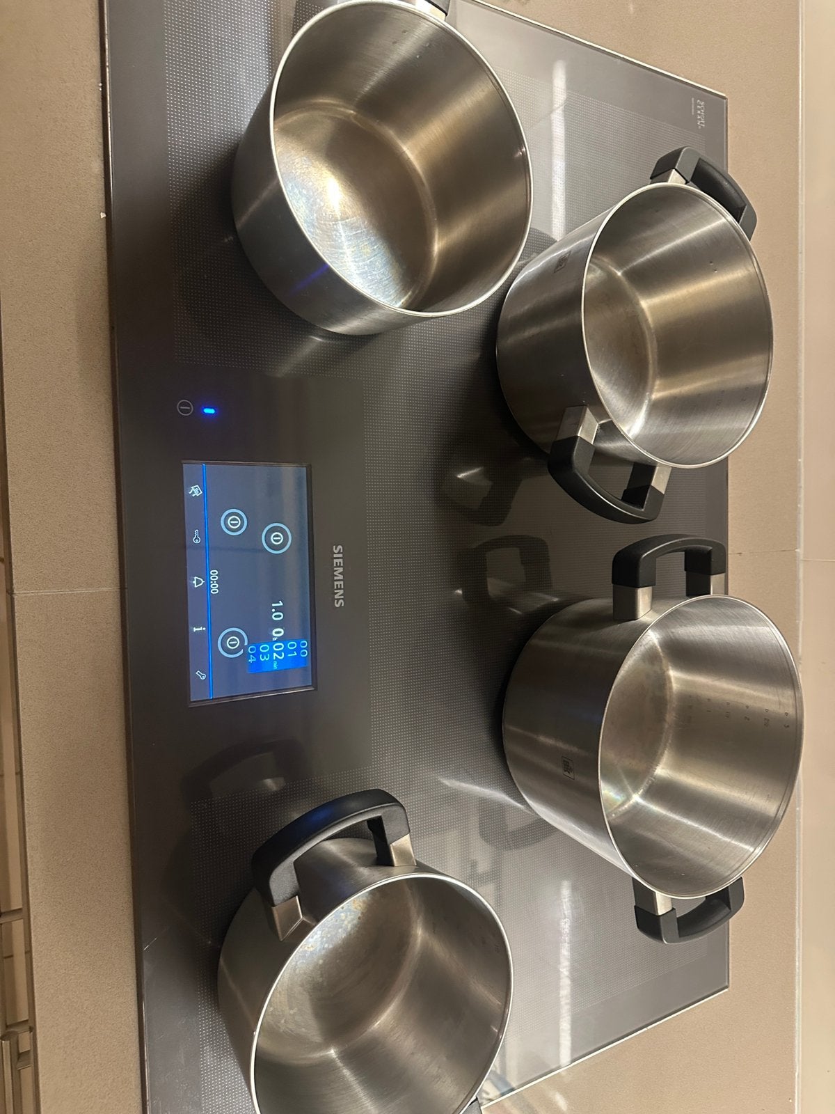 Siemens (Gaggenau) full surface inductie kookplaat EH875KU11, Zo goed als nieuw, Inbouw, Inductie, 4 kookzones