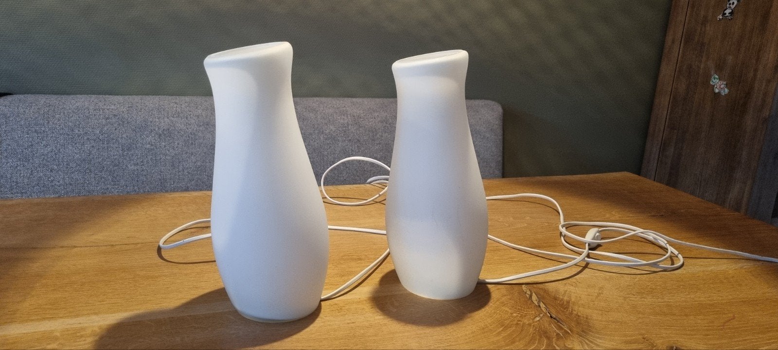 IKEA Mynolit Tafellampen - Wit Glas, 30 cm hoog, Gebruikt, Wit, Ophalen of Verzenden, Glas