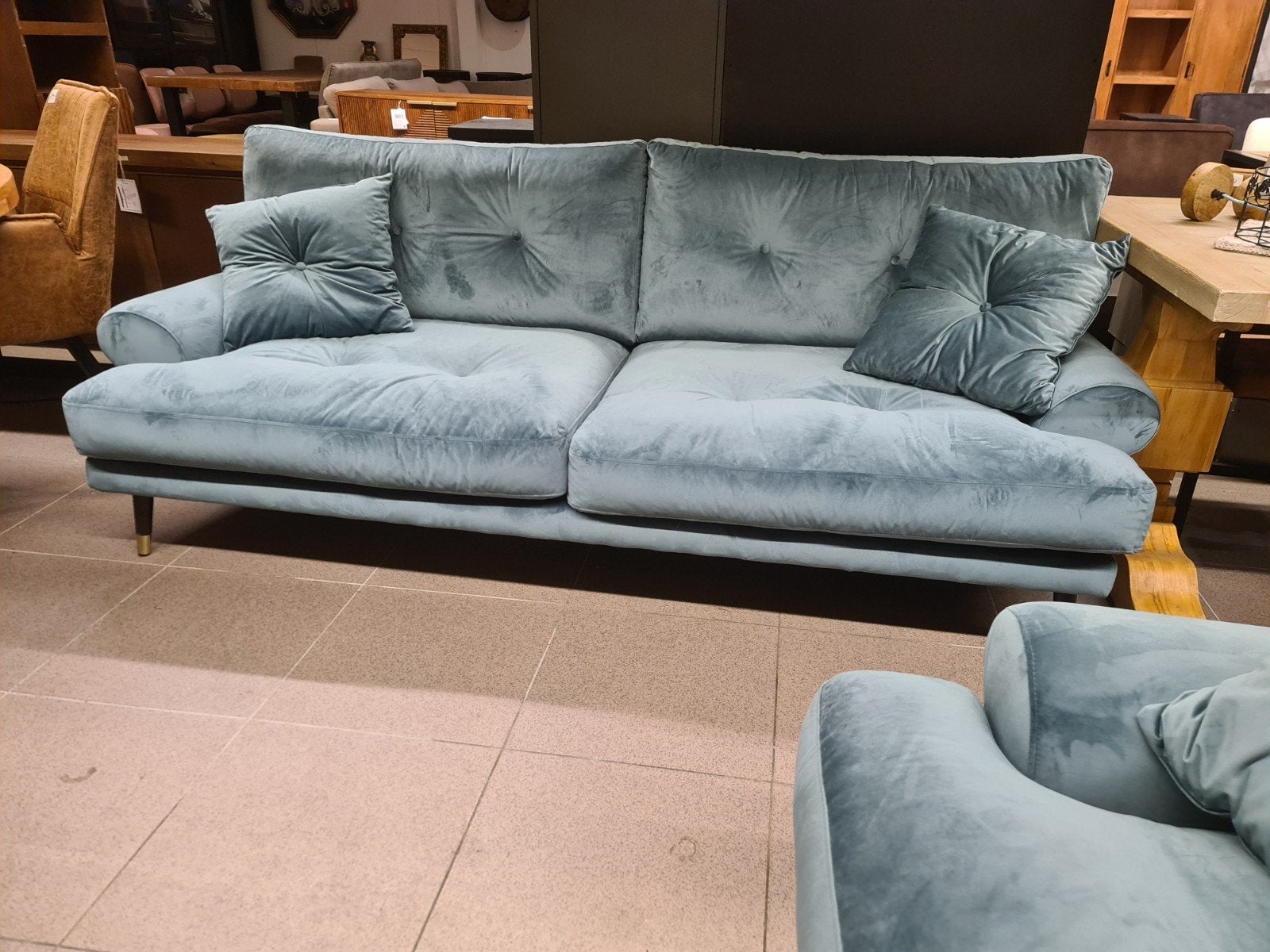 Nieuwe 2,5zits bank adore velvet aqua turquoise petrol 220cm, Ophalen, Blauw, ., Nieuw