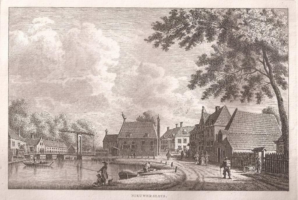 Nieuwersluis aan de Vecht Kopergravure Bendorp ca. 1790, Antiek en Kunst, Origineel, Stadsgezicht, 23 cm, Ophalen of Verzenden