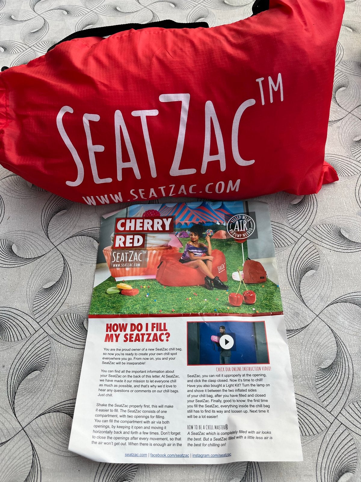 SEATZAC Cherry Red Zitzak - Nieuw in verpakking, Ophalen, Nieuw, Rood, Zitzak