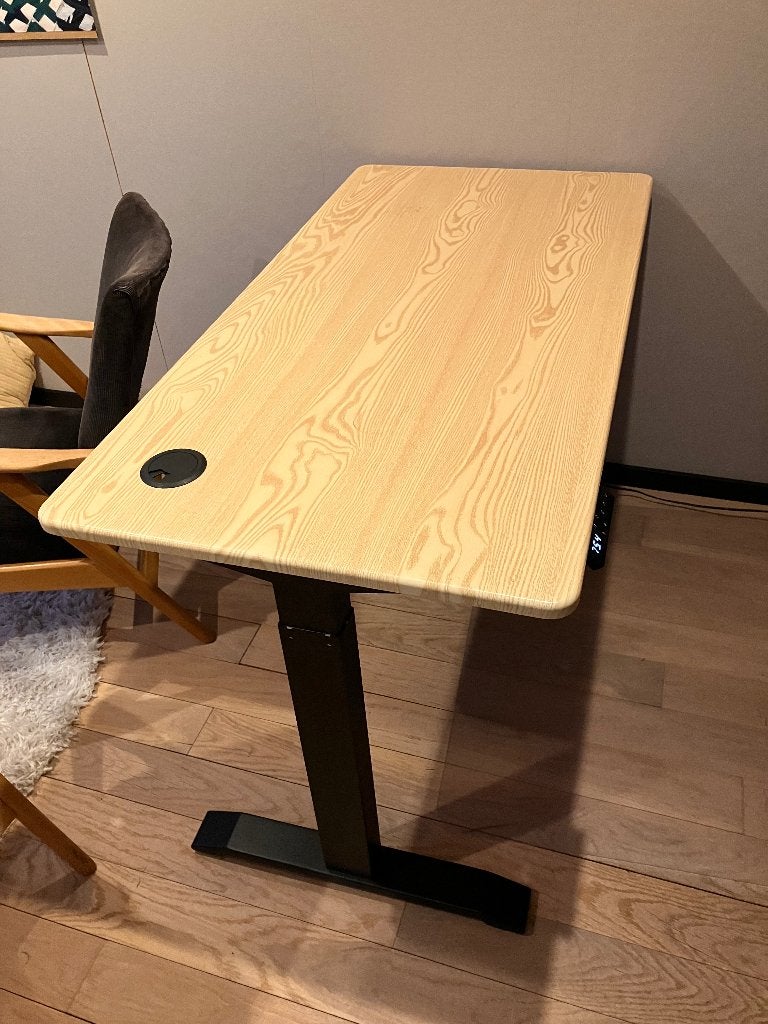 Zit sta bureau elektrisch verstelbaar, Ophalen, Hout, Zo goed als nieuw, Industrieel