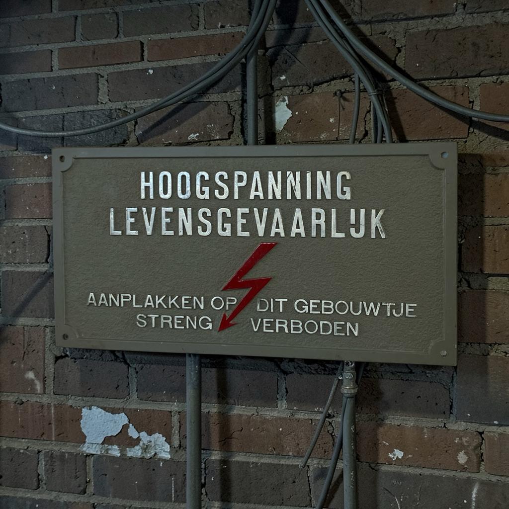 Oud Hoogspanning Bord 1950-60 - Nieuwstaat, Antiek en Kunst, Antiek | Emaille, Ophalen of Verzenden