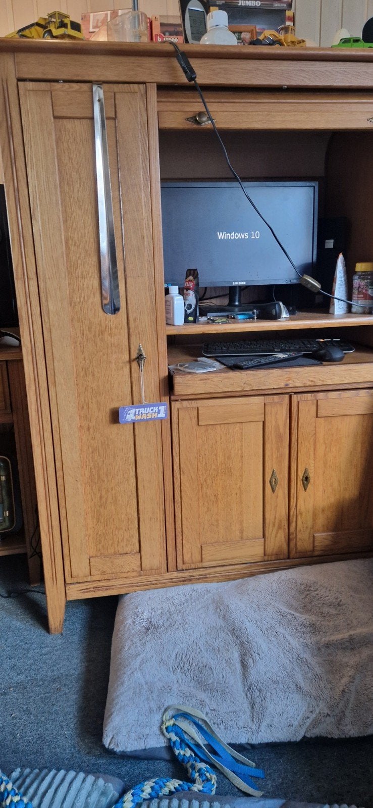 Gratis Eiken PC Kast / Werkplek, Huis en Inrichting, Ophalen, Gebruikt, 70 tot 120 cm, Eikenhout