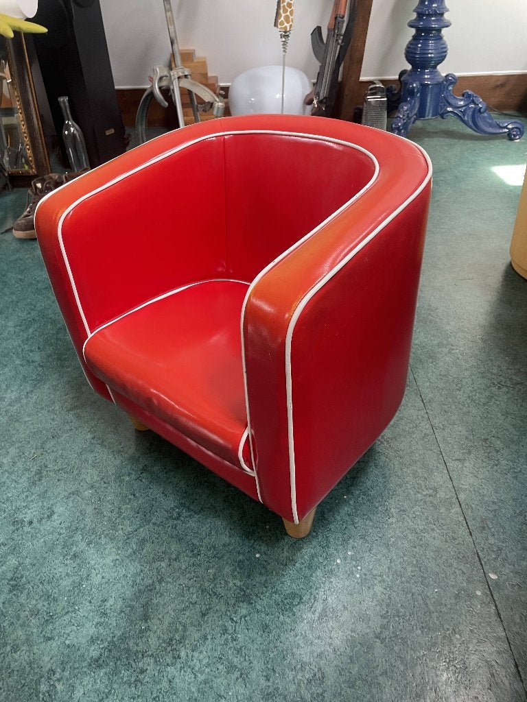 Vintage rode kinderfauteuil - circa 45 x 46 x 50 cm, Ophalen, Minder dan 50 cm, Gebruikt, Minder dan 75 cm