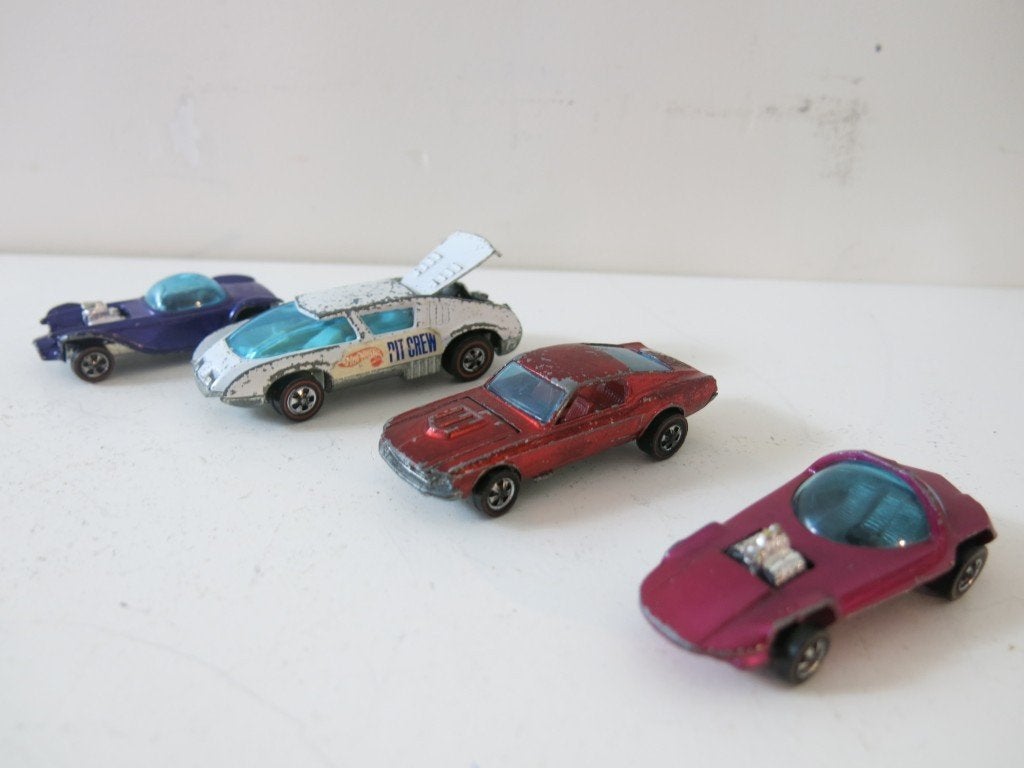 4 Vintage Hot Wheels Redlines (1968 - 1971) – Mattel, Ophalen of Verzenden, Gebruikt, Bburago