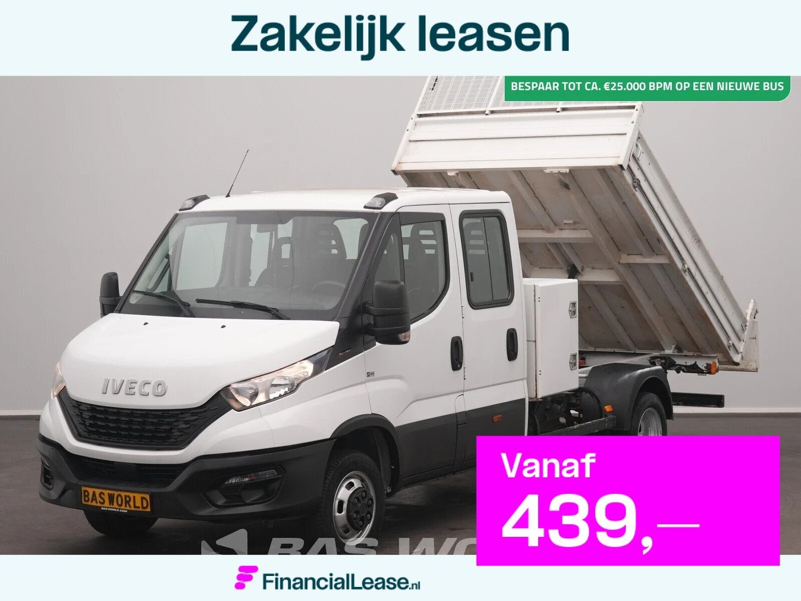Iveco Daily 35C16 3.0 160PK Kipper Dubbele Cabine 3,5t Trekh, Stof, Gebruikt, Euro 6, 4 cilinders