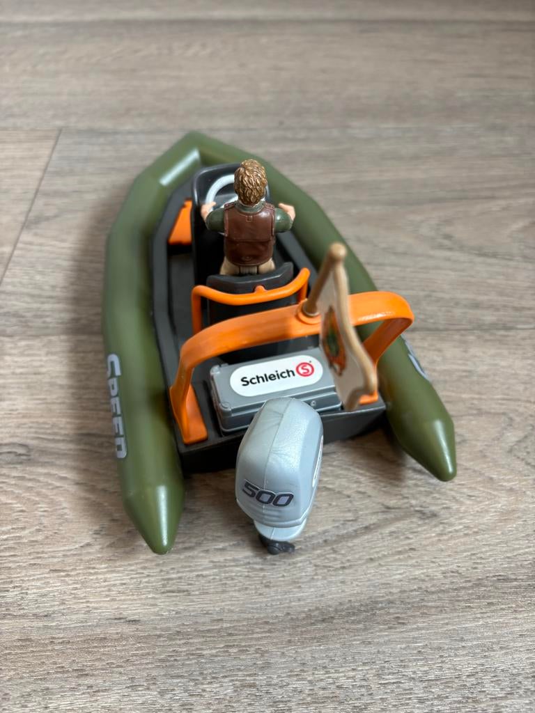 Schleich Speed Boot met bestuurder en gereedschap koffer., Ophalen of Verzenden, Zo goed als nieuw