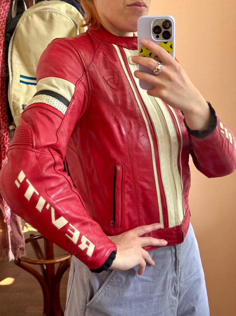 Revit leren dames motorjas rood, maat 38, Motoren, Kleding | Motorkleding, Ophalen of Verzenden, Tweedehands, Dames, Jas | leer
