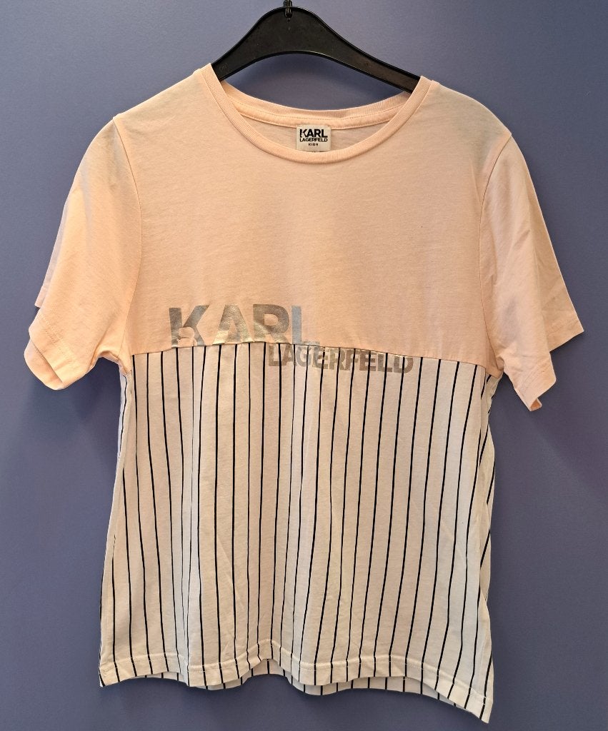 Karl Lagerfeld Kids shirt lichtroze + strepen 12jr 152 50960, Karl Lagerfeld, Meisje, ., Ophalen of Verzenden