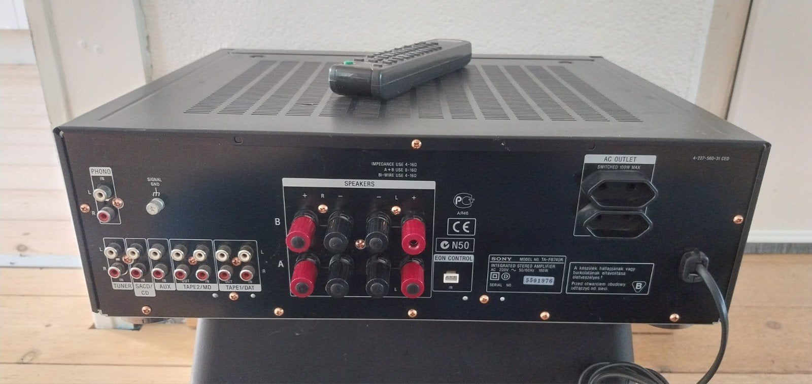 Sony TA-FB740R QS Versterker Phono ingang Tulp, Ophalen of Verzenden, Zo goed als nieuw, Sony, 120 watt of meer