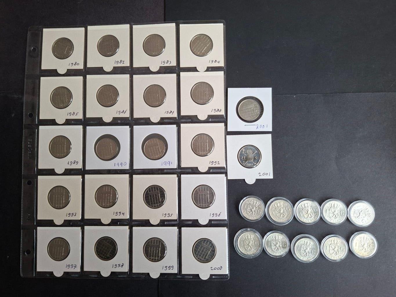 JULIANA EN BEATRIX  ALLE GULDENS ZILVER EN NIKKEL, 1 gulden, Koningin Juliana, Zilver, Verzenden