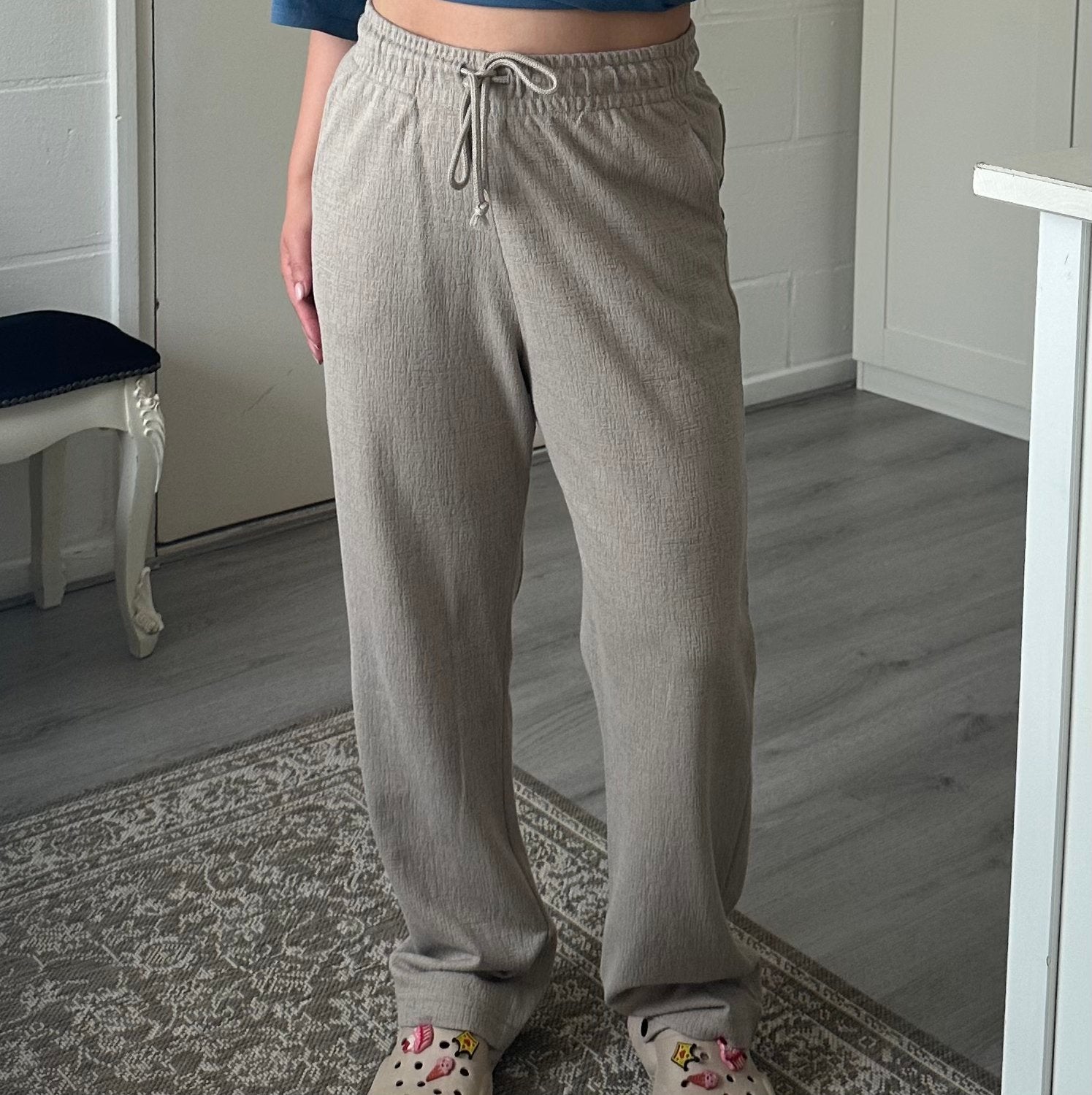 Zara creme beige kleurige pantalon met jacquard geweven stof, Verzenden, Beige, Zo goed als nieuw, Maat 36 (S)