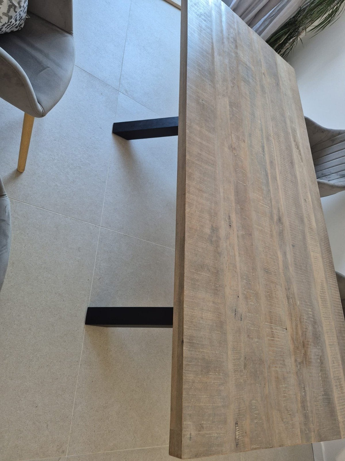 Robuuste mango eettafel, 200 cm of meer, Zo goed als nieuw, Rechthoekig, 50 tot 100 cm