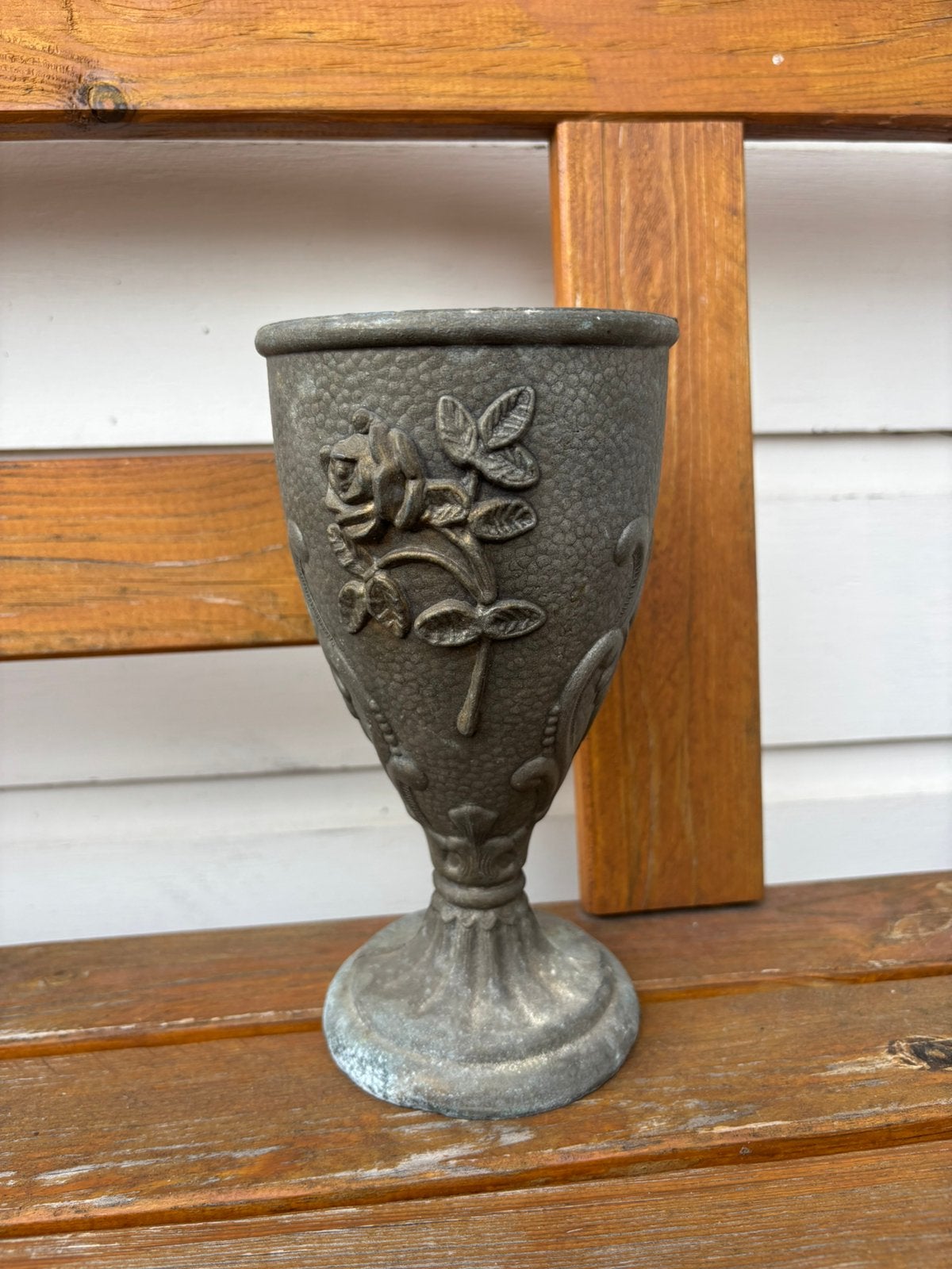 Vintage decoratieve metalen kelk kelkvaas wijnbeker, Ophalen of Verzenden