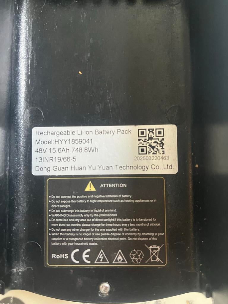 Oplaadbare Li-ion Accu Pack 48V 15.6Ah 748.8Wh, Ophalen, Zo goed als nieuw