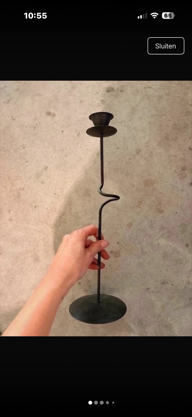 Unieke metalen kandelaar - Zwart, speels design, Gebruikt, Zwart, Ophalen of Verzenden, Metaal