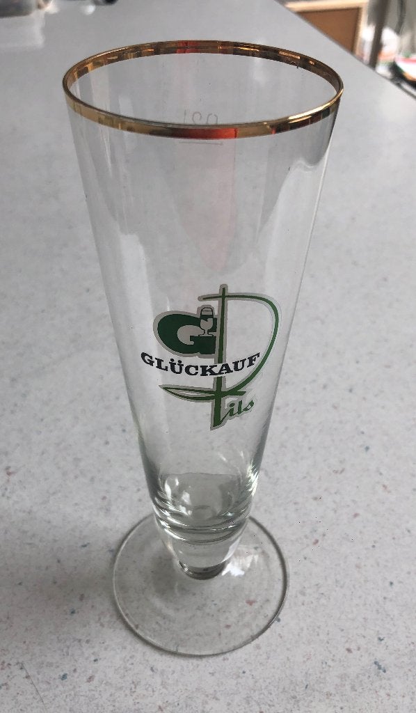 Bierglas Duitsland Glückauf Pils - hoog 20 cm, Ophalen of Verzenden, Zo goed als nieuw, Glas of Glazen, Overige merken