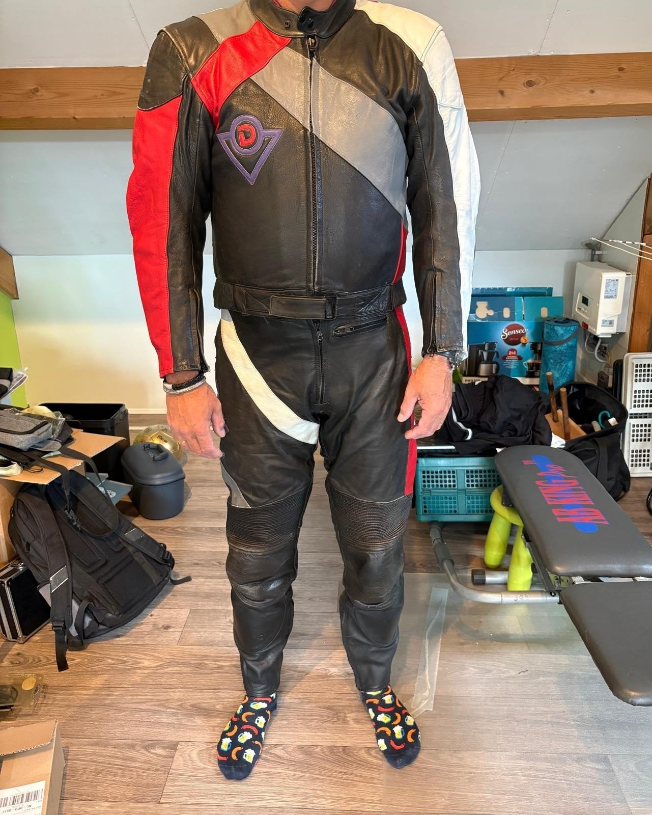 leren motorpak maat 56, Motoren, Ophalen, Tweedehands, Combipak