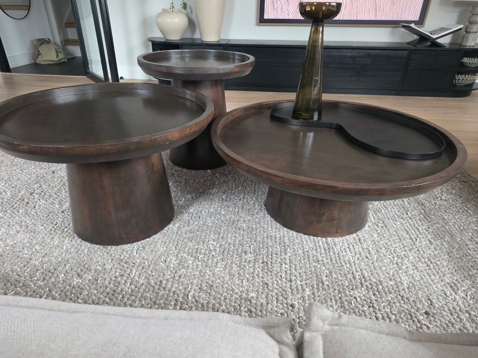 Salontafel set rond mango hout Eleonora - Nieuwstaat, Ophalen of Verzenden