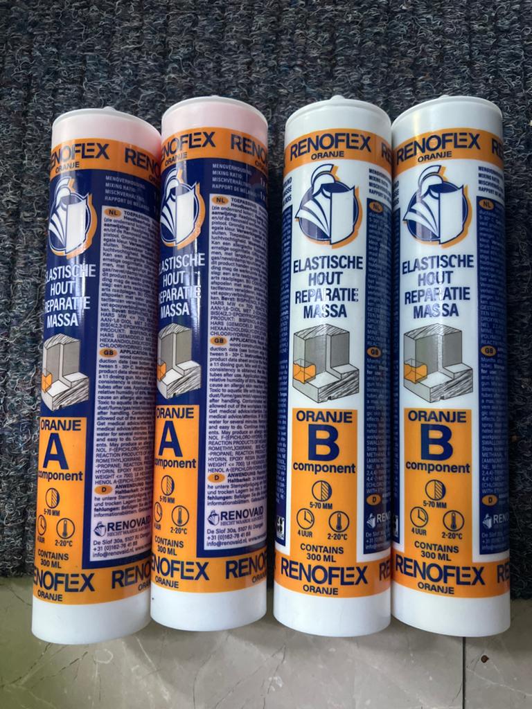 8x Renoflex Oranje Elastische Hout Reparatiemassa 600ml, Ophalen of Verzenden, Nieuw
