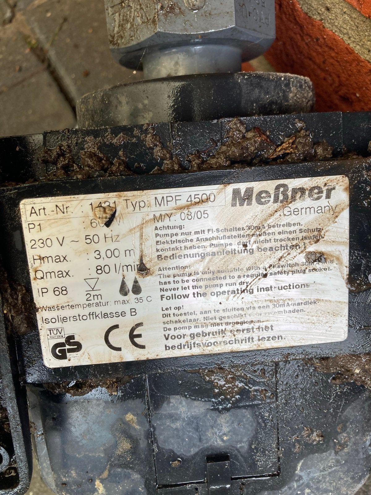 Meßner MPF 4500 pomp - Gebruikt, Ophalen, Gebruikt, Elektrisch, Dompelpomp