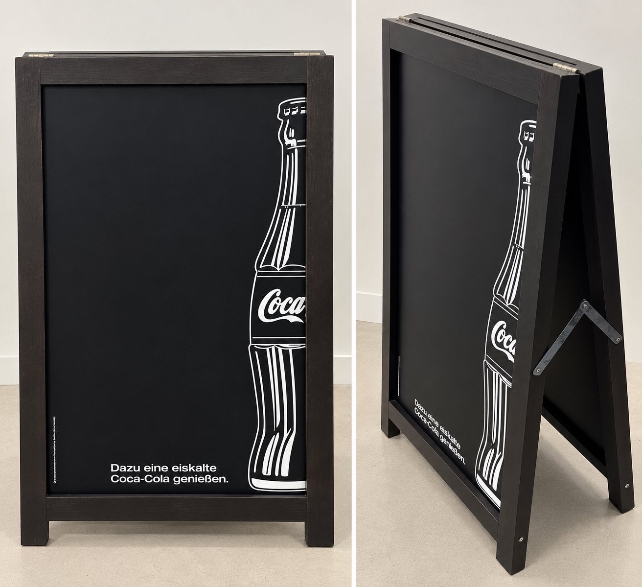 Coca-Cola krijtbord / reclamebord – zwart houten stoepbord, Ophalen, Zo goed als nieuw, Reclamebord