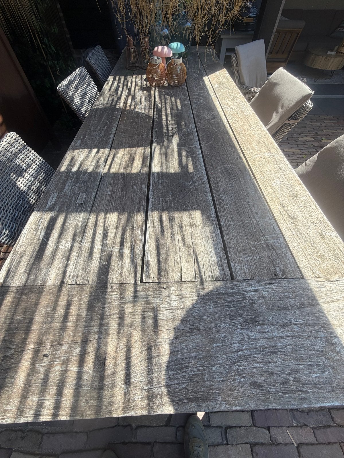 Robuuste Teakhouten Tuintafel - 300x100 cm, Tuin en Terras, Tuintafels, Ophalen, Gebruikt, Rechthoekig, Teakhout