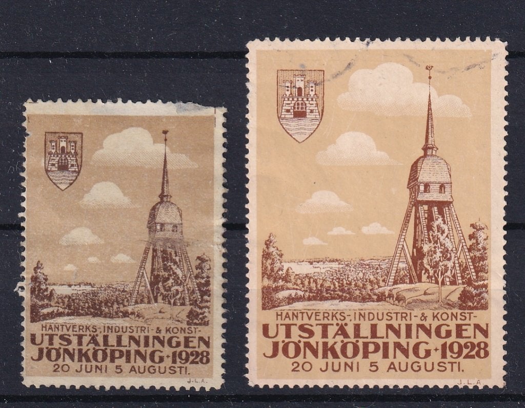 D15A) 1928 2x vignet Jönköping tentoonstelling, Verzenden, Zweden, Postfris