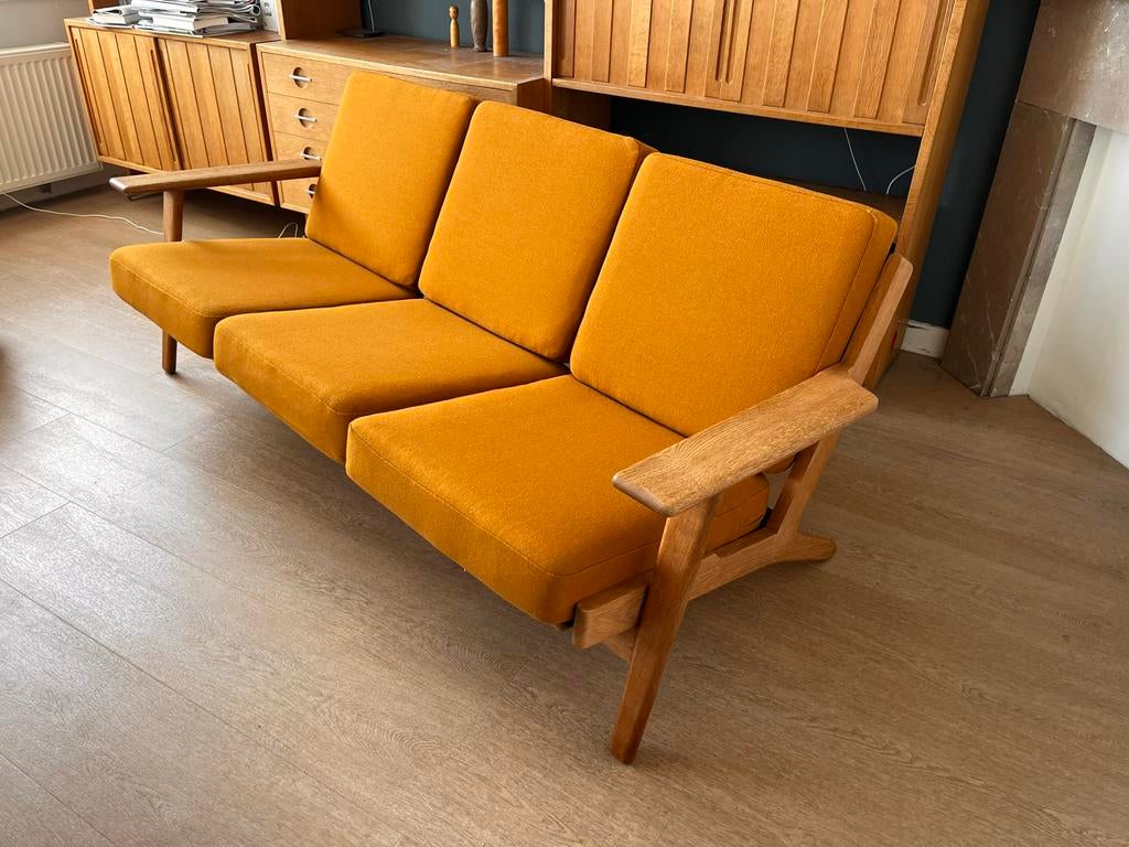 Hans J Wegner GE290 bank Getama driezits stof Kvadrat wol, Ophalen, Gebruikt, Driepersoons, 75 tot 100 cm