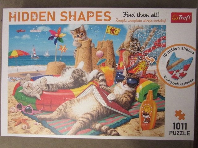 917, legpuzzel KATTEN HIDDEN SHAPES ERG LEUK Trefl 1011 st, Ophalen of Verzenden, 500 t/m 1500 stukjes, Zo goed als nieuw, Legpuzzel