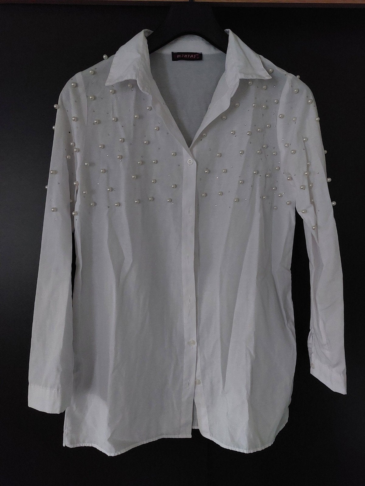 Witte blouse met parels mt.S, Wit, Ophalen of Verzenden, Zo goed als nieuw, Maat 36 (S)