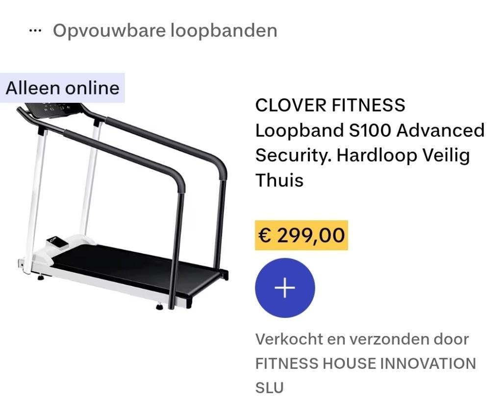 Opvouwbare loopband Clover zfitness, Ophalen, Zo goed als nieuw, Benen, Loopband