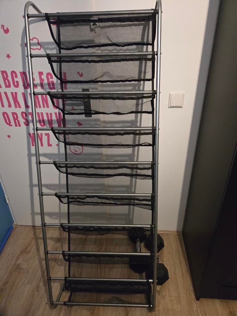 Handig schoenenrek met 8 lagen - Zwart/Zilver, Ophalen, Gebruikt