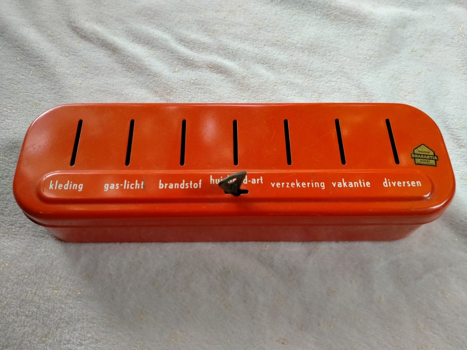Originele oranje Brabantia huishoud spaarpot met sleutel, Ophalen of Verzenden