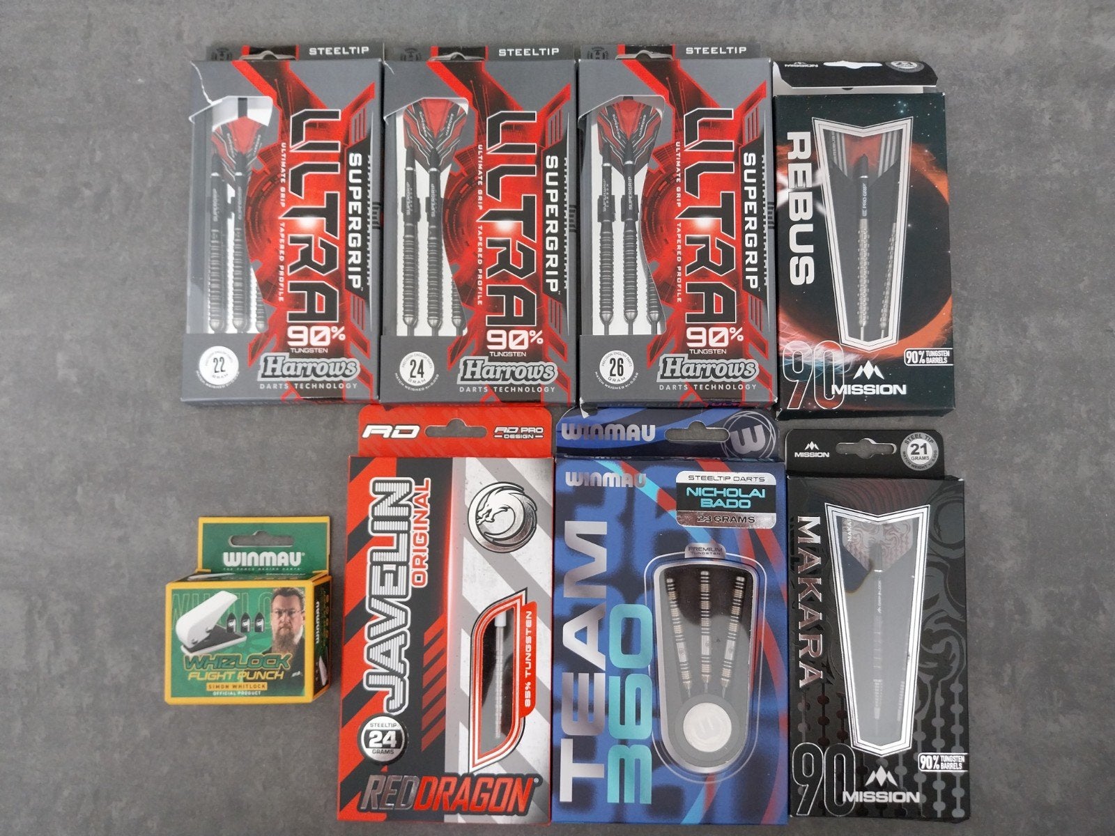 Div. darts, 21-26 gram, Harrows, Mission, Winmau, Red Dragon, Ophalen of Verzenden, Gebruikt, Pijlen