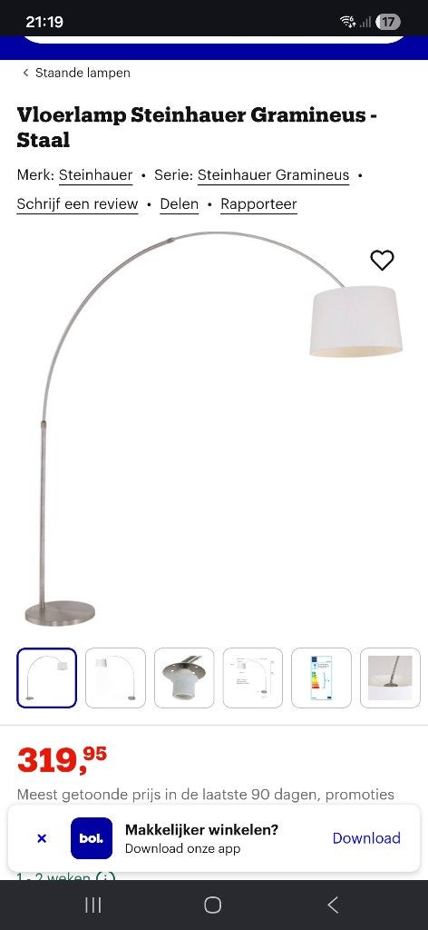 Vloerlamp Steinhauer, Ophalen, Gebruikt, Modern maar ook landelijk en neutraal, Stof