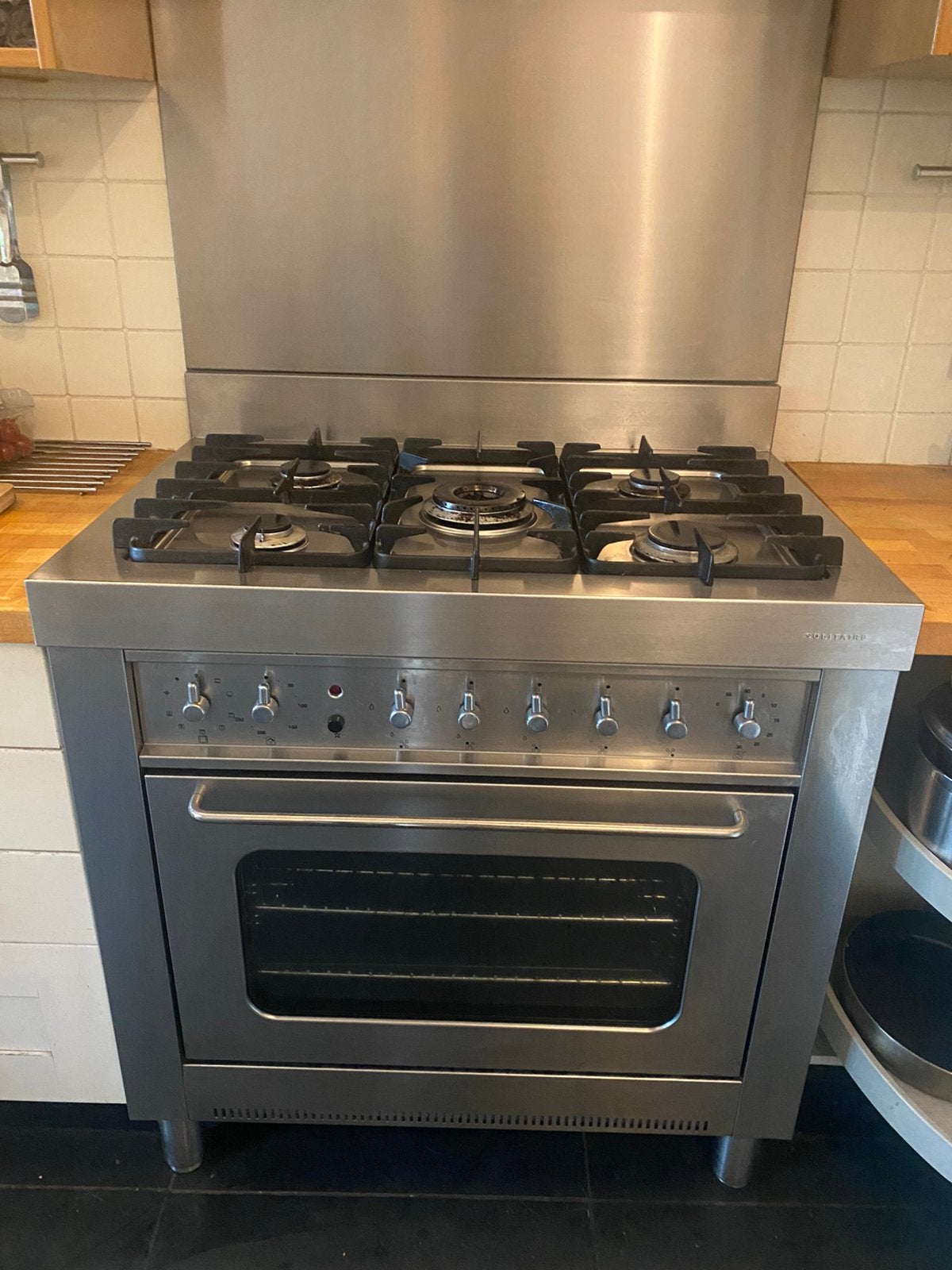 Solitaire 5-pits gasfornuis, Ophalen, 60 cm of meer, Zo goed als nieuw, Gas