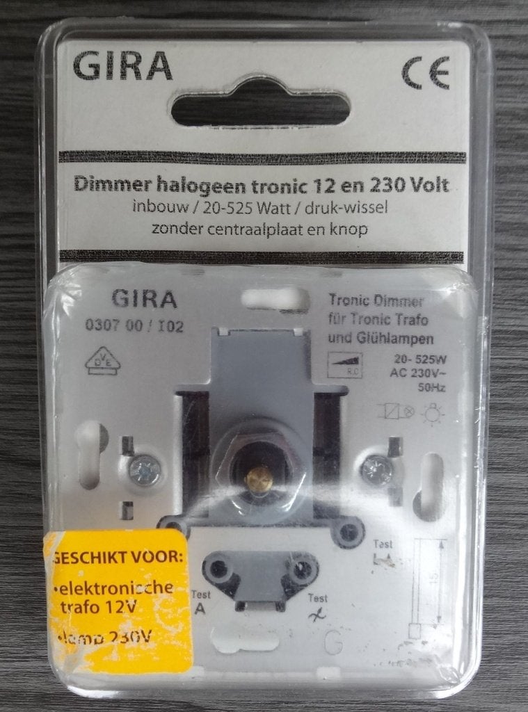 GIRA schakelaar   HALOGEEN DIMMER  12 en  230 Volt  (nieuw), Doe-het-zelf en Verbouw, Elektra en Kabels, Ophalen of Verzenden