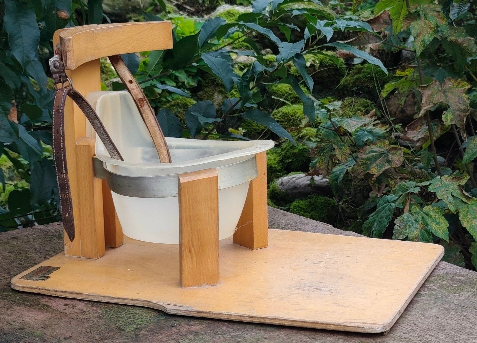 vintage houten kinder-postoel - pot chair | 50's ooievaar, Ophalen of Verzenden, Gebruikt