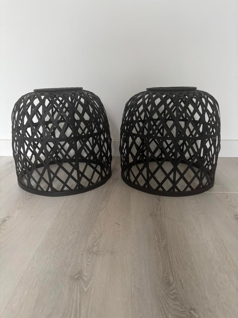 2 lampenkappen, Huis en Inrichting, Lampen | Lampenkappen, Ophalen, 25 tot 50 cm, Zwart, Rond