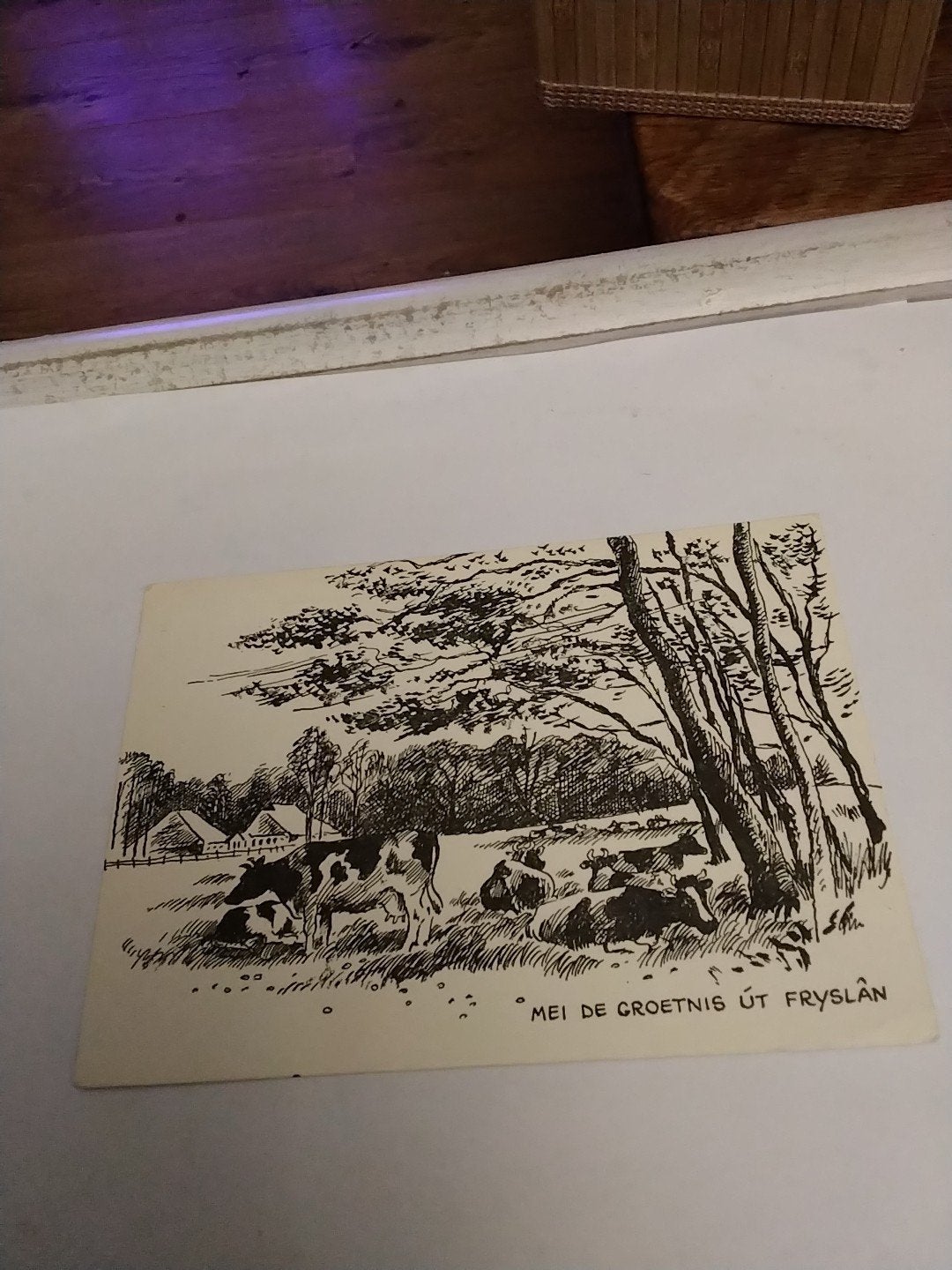 Ansichtkaart: Mei de Groetnis út Fryslân - Koeien in weiland, Ophalen of Verzenden, 1940 tot 1960, Ongelopen