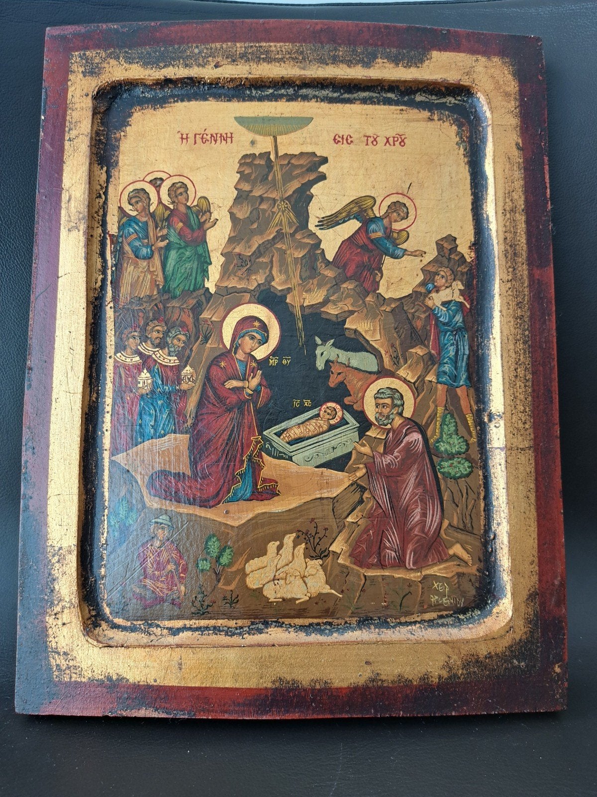 Antieke Handgeschilderde Orthodoxe Kersticoon, Antiek en Kunst, Antiek | Religie, Ophalen of Verzenden
