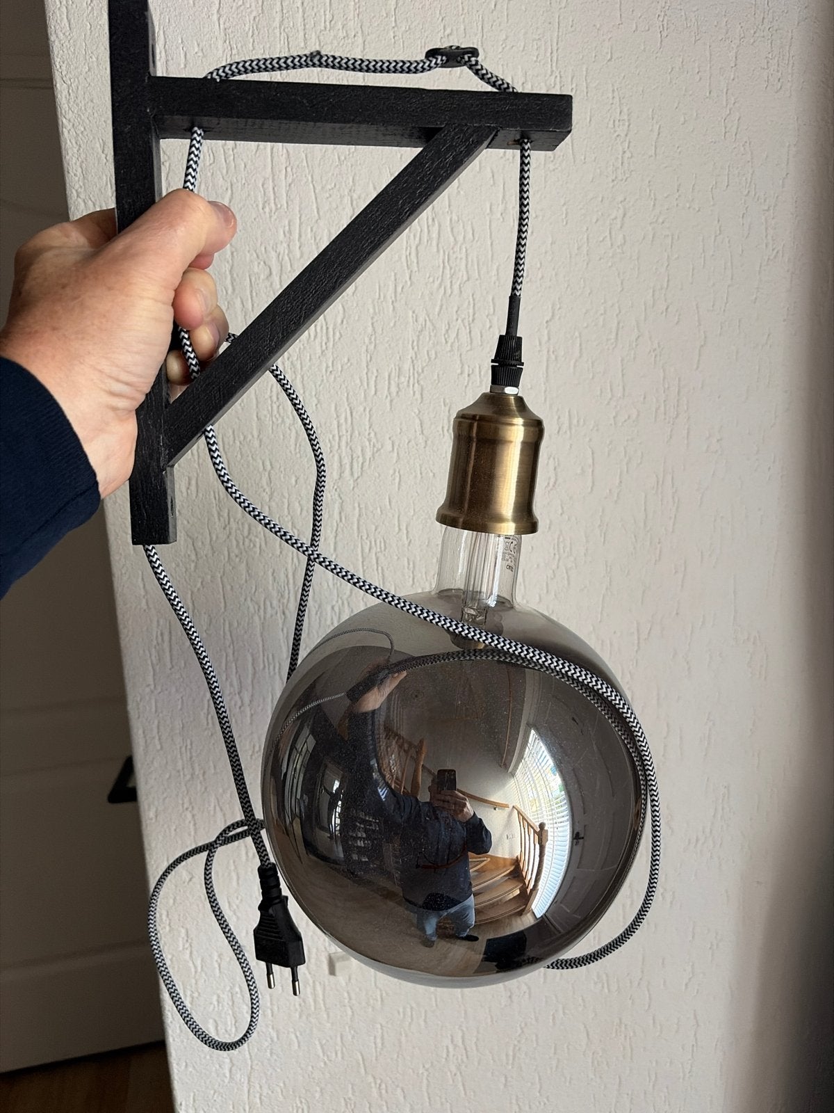 Wandlamp met grote spiegelbol LED lamp - Industrieel, Overige merken, Zwart, Industrieel, E27 (groot)