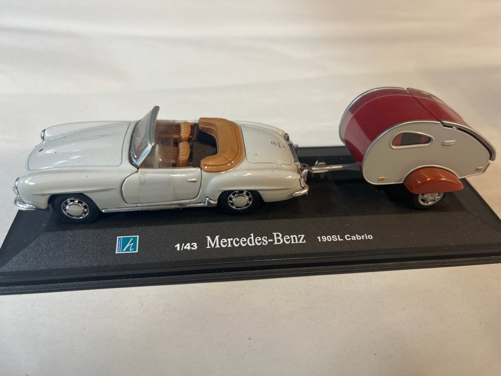 Mercedes-Benz 190SL Cabrio met caravan 1/43 model, Ophalen of Verzenden, Zo goed als nieuw, Overige typen
