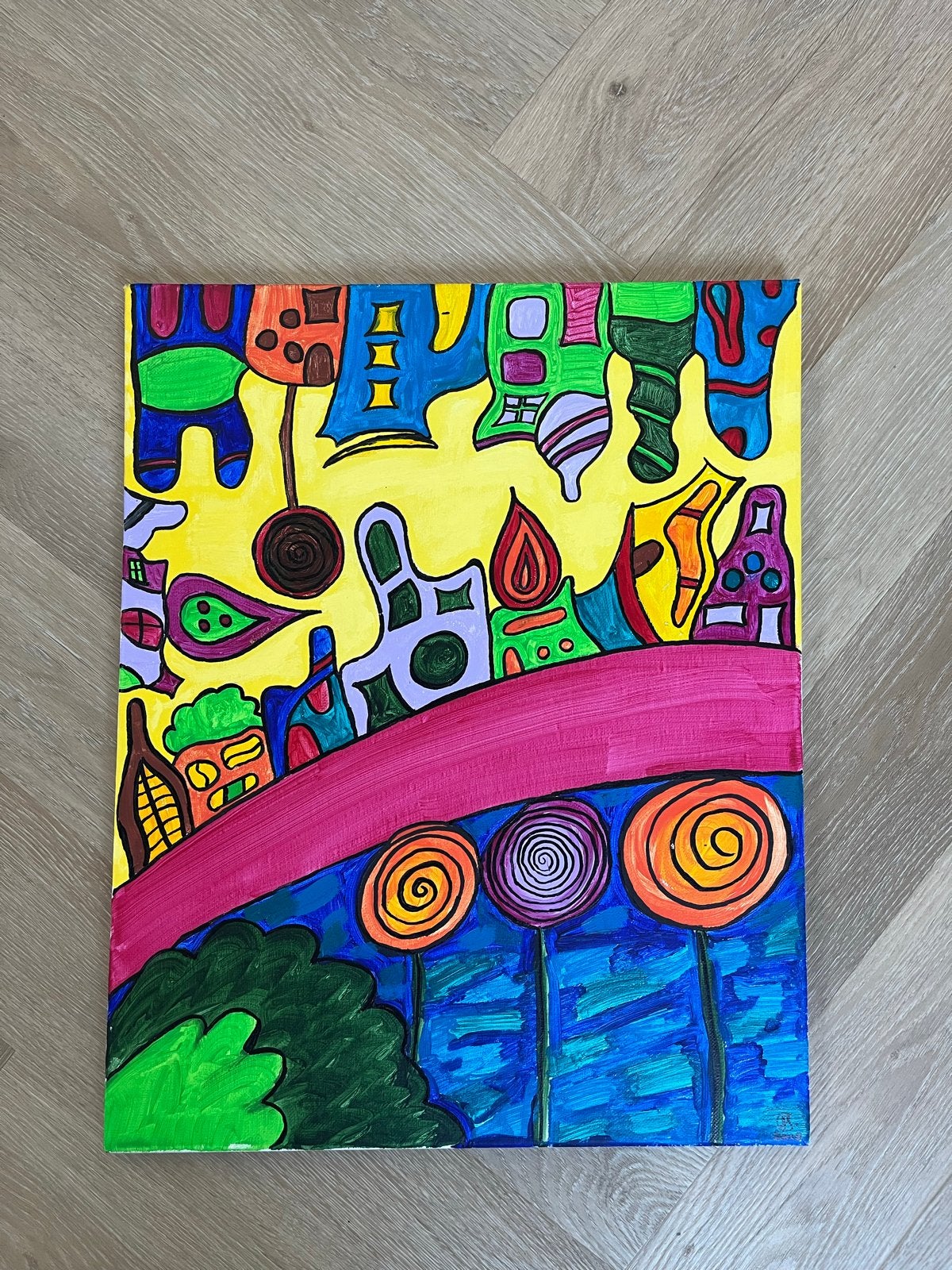Kleurrijk Abstract Schilderij op Canvas, Ophalen of Verzenden