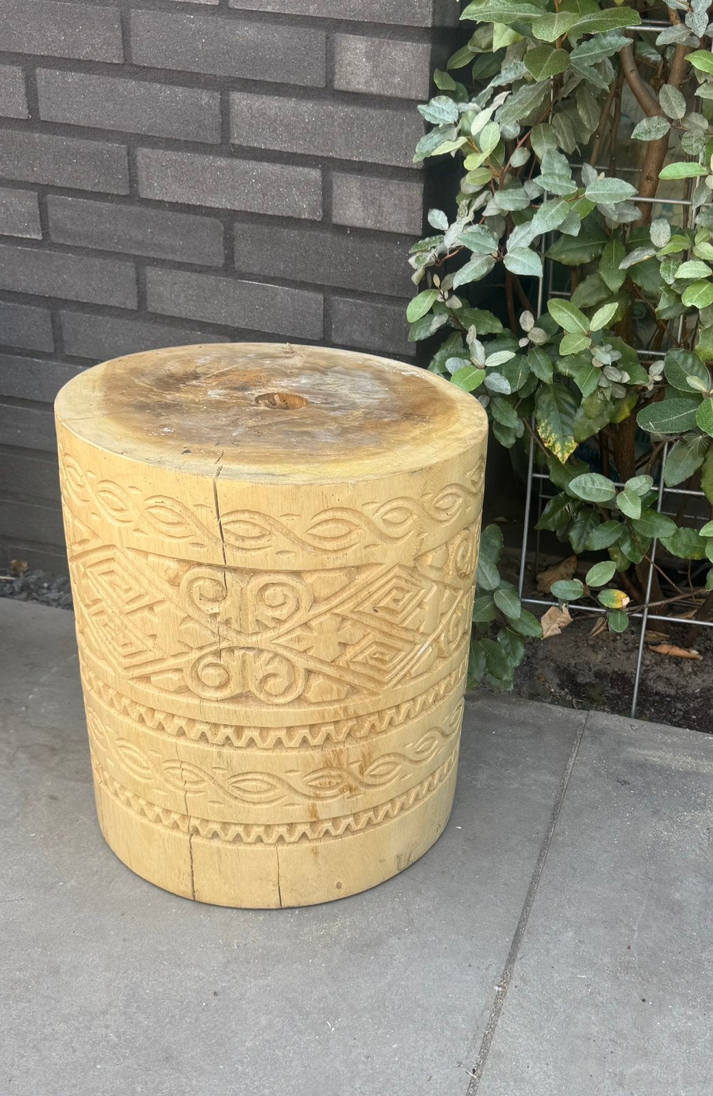 Houten bali aisna parasol voet ibiza rond indonesch, Ophalen, Zo goed als nieuw, Minder dan 1 meter, Parasolvoet